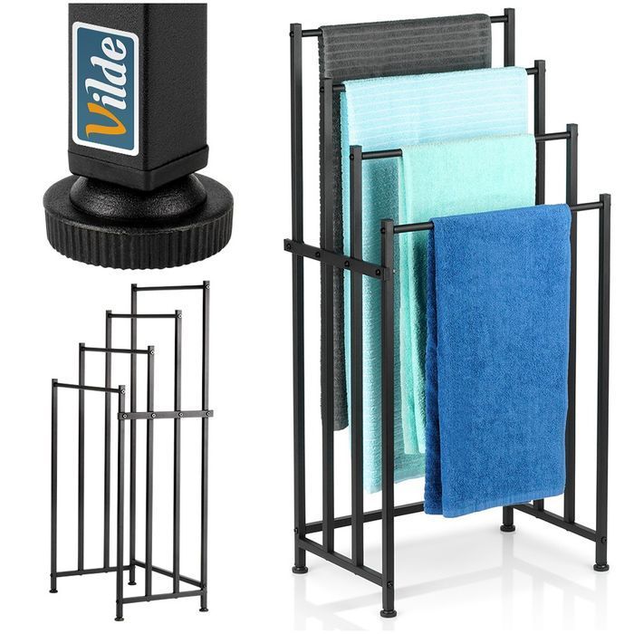 Wieszak na ręczniki stojący metalowy czarny