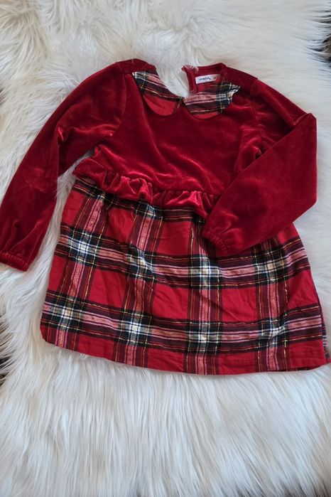 Sukienka welurowa w kratę Sinsay 92