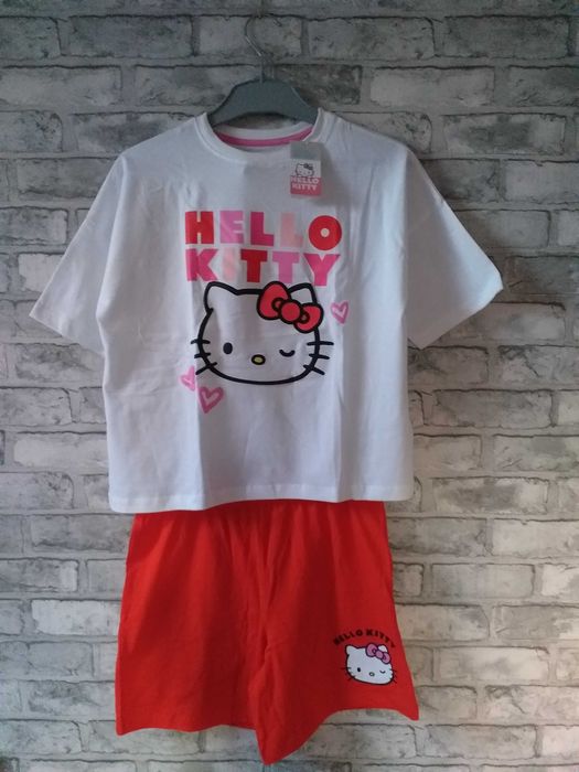 Piżama bawełniana Hello Kitty z krótkim rękawem i szortami PRIMARK