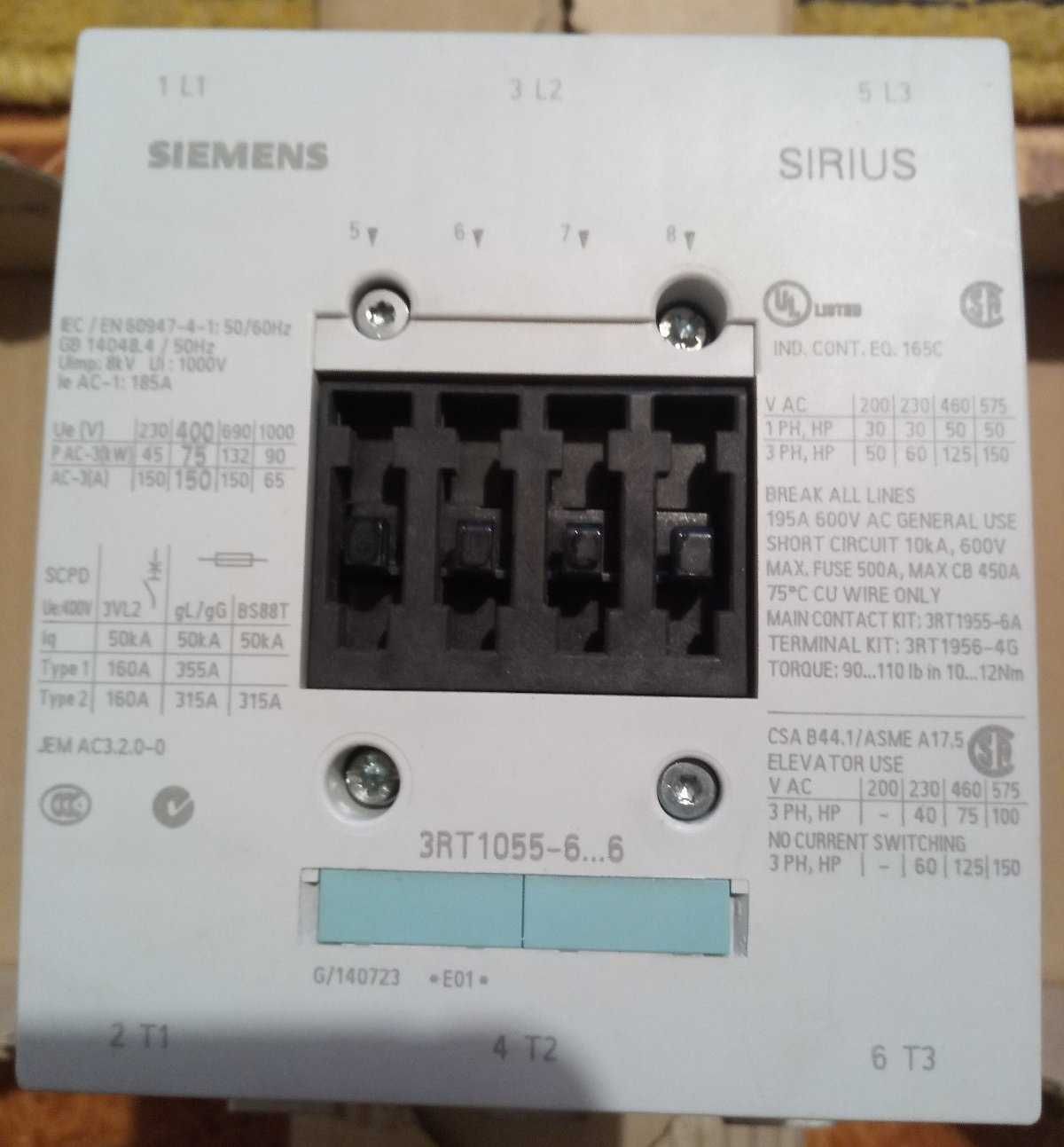 Контактор Siemens 3RT-1055-6...6 150А (до 75 кВт) 220V AC/DC
