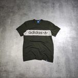 MĘSKA Koszulka Bawełna Casual Khaki Duże Logo Adidas Originals