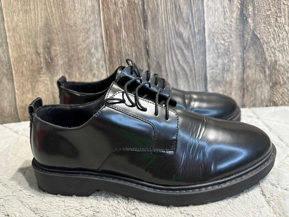Buty męskie czarne skórzane półbuty mokasyny zign 43