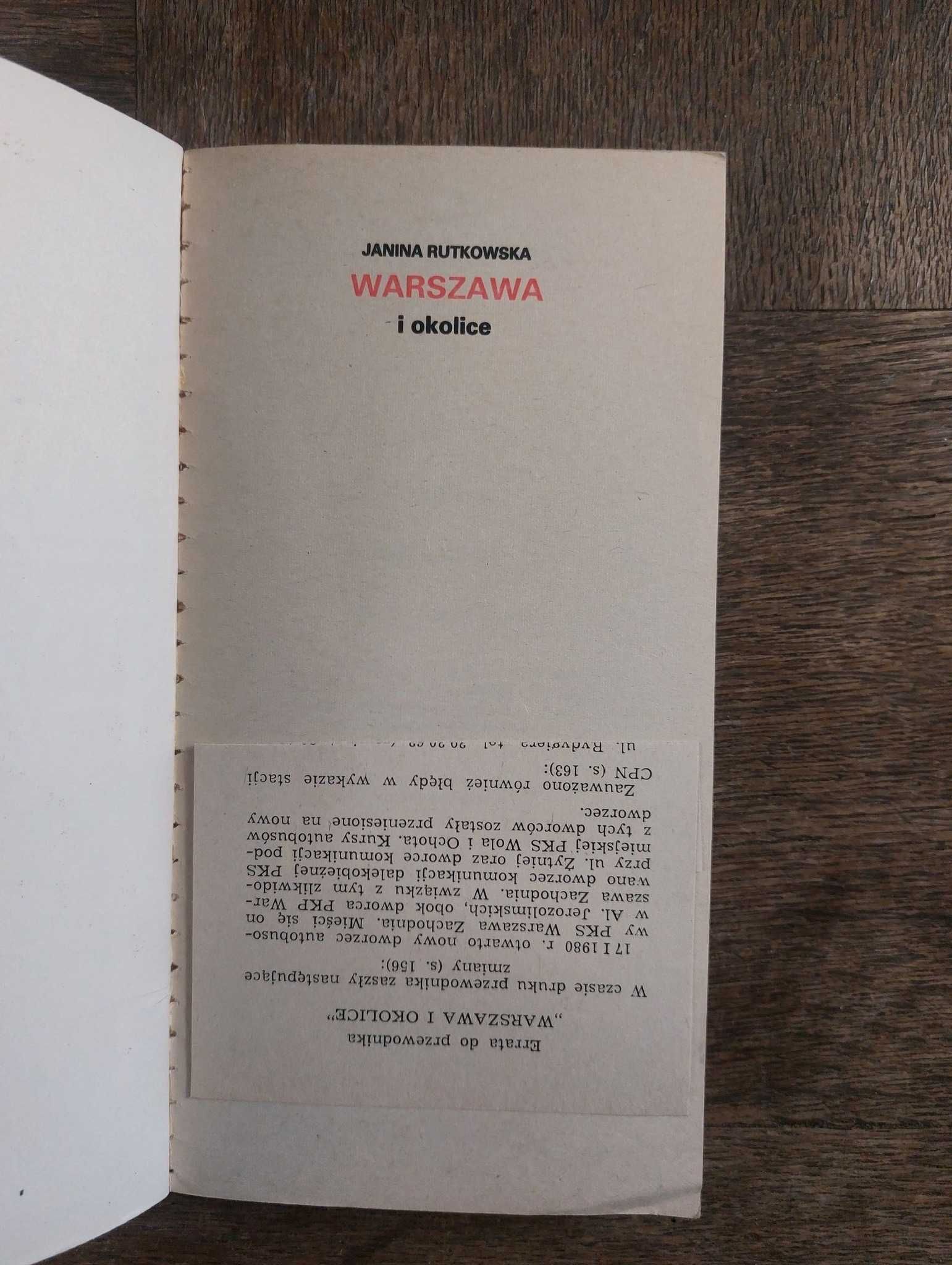 WARSZAWA I OKOLICE przewodnik - Janina Rutkowska