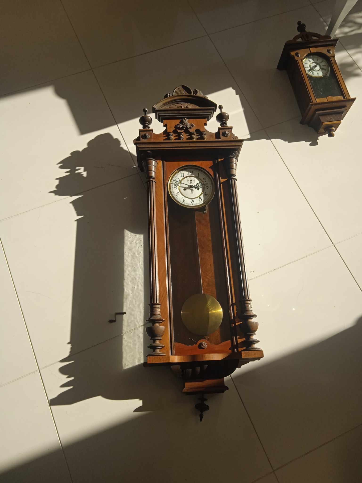 Zegar wiszący żyłkowy Gustaw Becker stary zabytkowy