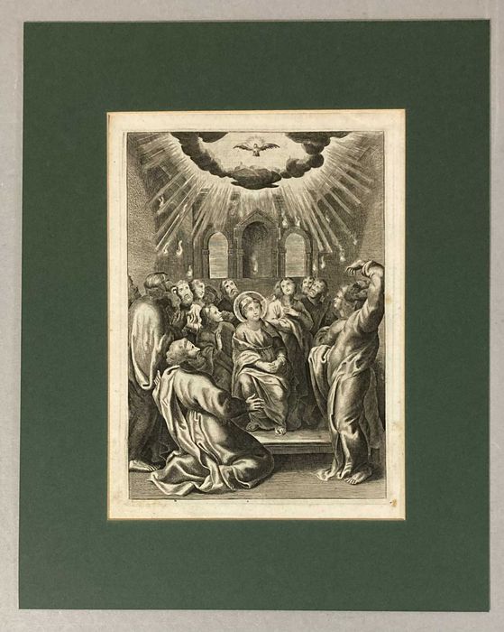 Gravura sobre papel - A Descida do Espírito Santo (séc. XVIII)
