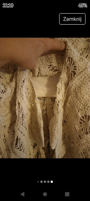 Komplet garnitur damski beż ażur L XL