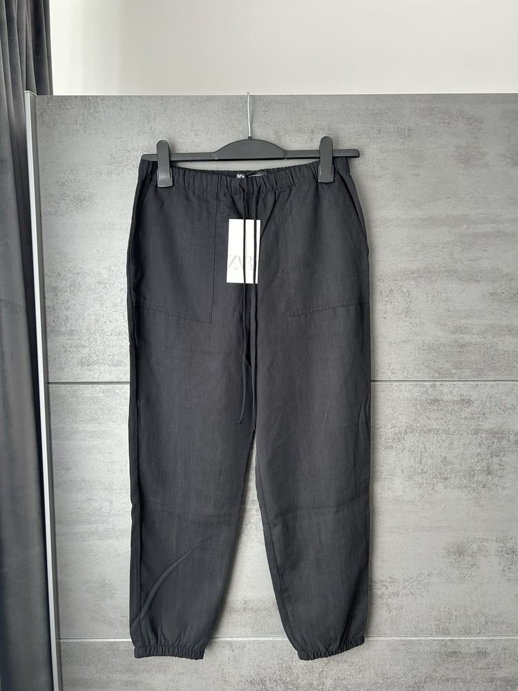 Nowe z metką czarne spodnie ZARA xs 34 joggery do kostek, kieszenie