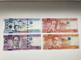Продам банкноти 20, 50, 100, 100 філіппінських песо