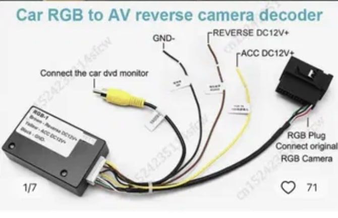 Адаптер для штатної rgb камери заднього виду для vw rcs510/rns510/rns3