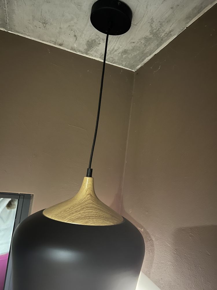 Lampa wiszaca loft drewno metal