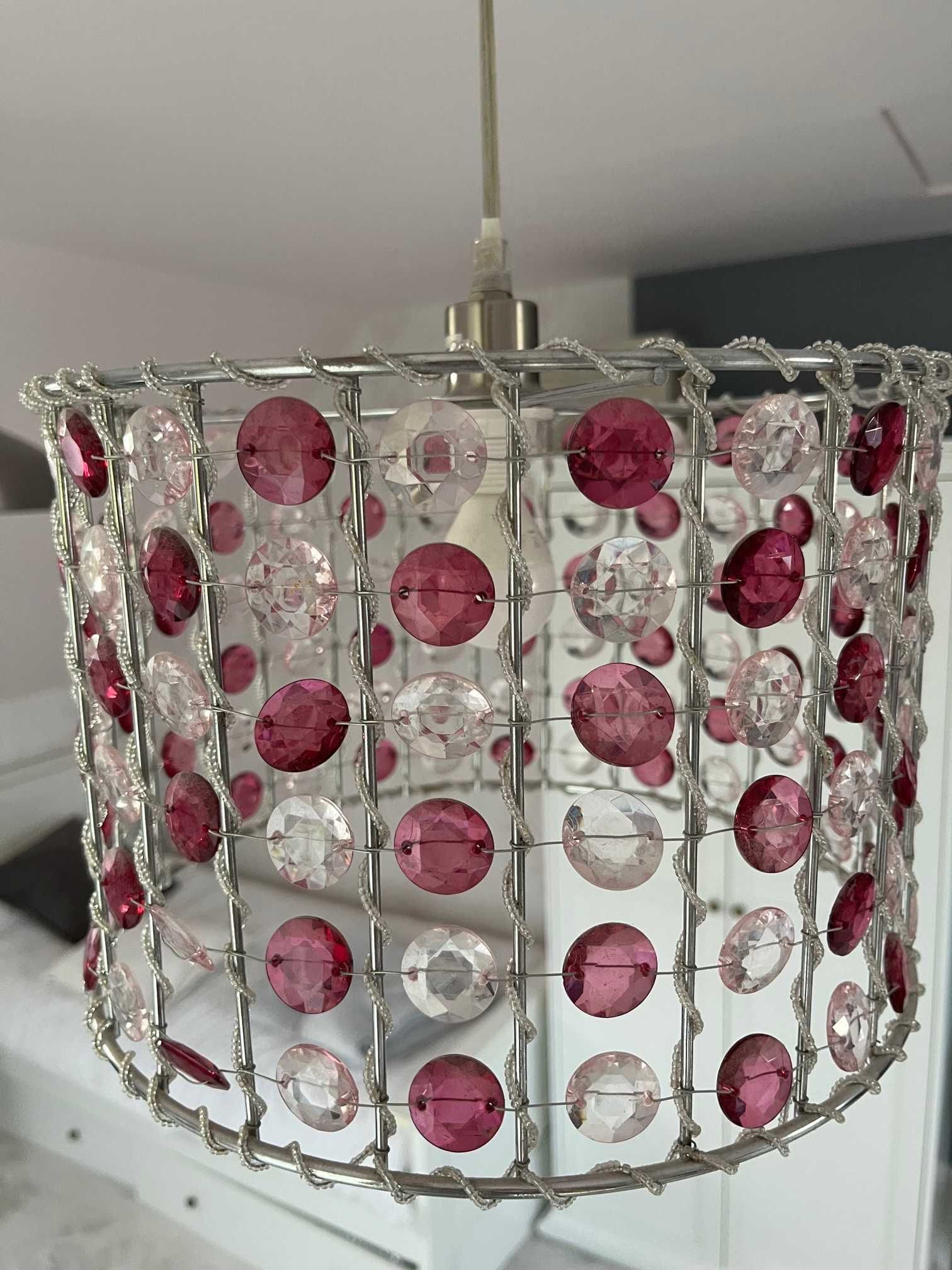 Lampa kryształki różowe dla dziewczynki
