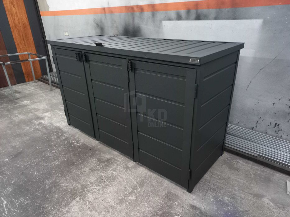 Zabudowa Koszy Na Śmieci Wiata Obudowa 207X80X120 Cm 3X240L Tkd603