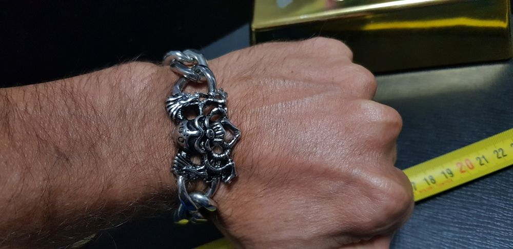 Pulseira caveira aço
