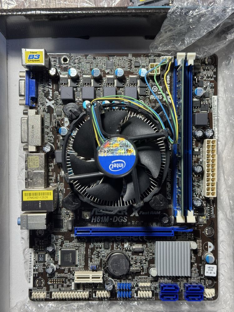 Комплект материнка ASRock H61M-DGS s1155, Intel Celeron G540, DDR3 4gb