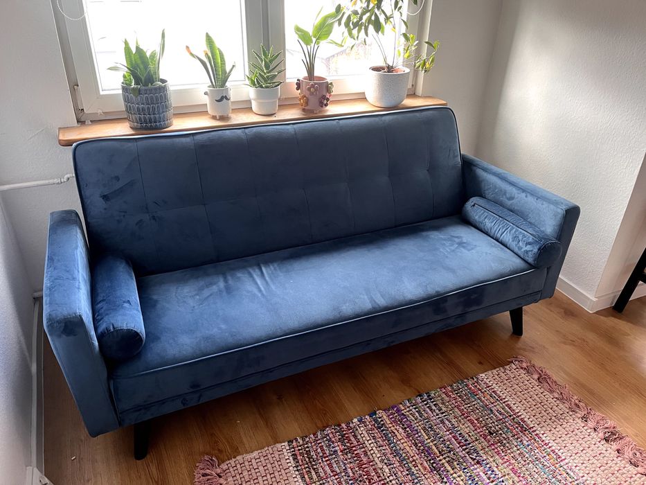 Kanapa trzyosobowa Frisk – rozkładana, niebieska – wygodna i stylowa