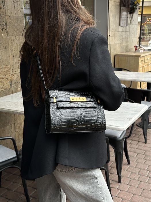 Сумка YSL Yves Saint Laurent Manhattan Medium бургунді,коричнева,чорна