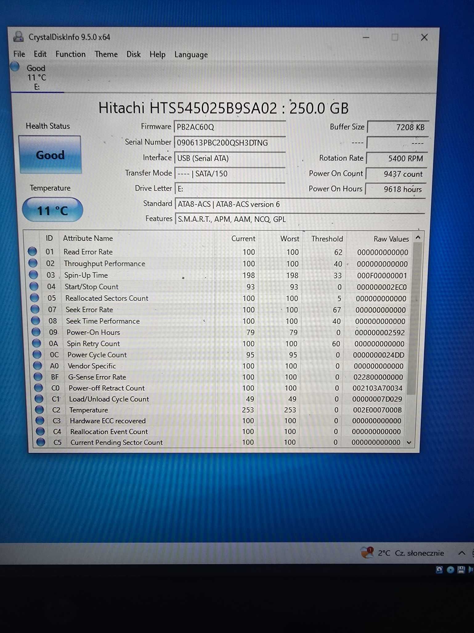 dysk twardy 250gb 2.5 sprawny #m25