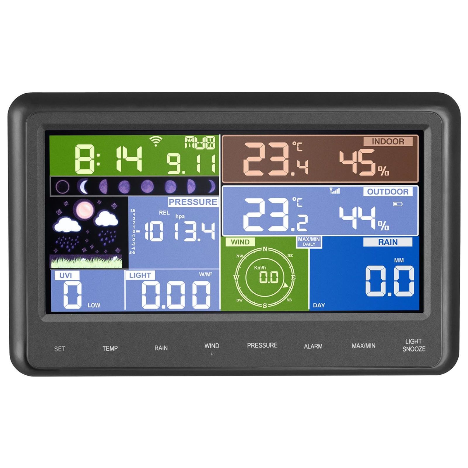 bezprzewodowa stacja meteorologiczna pogodowa solarna lcd wifi 100m