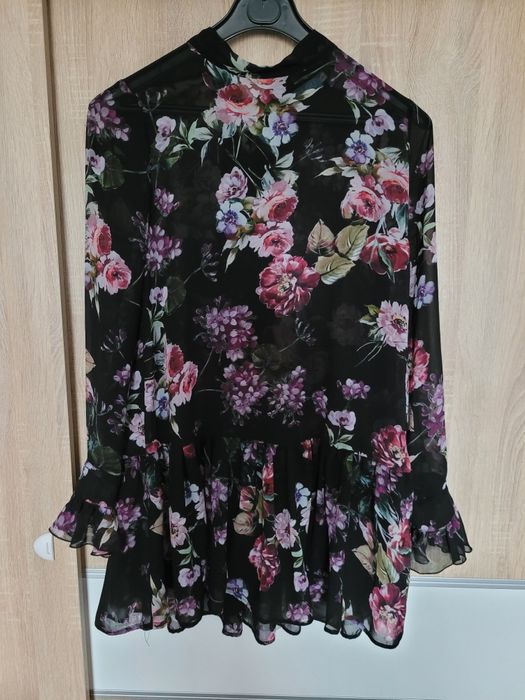 Tunika/ bluzka/ koszula/ sukienka w kwiaty, falbanka,  stojka Lila Lou