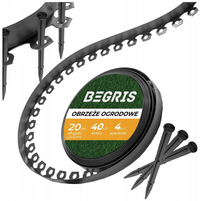 Obrzeże ogrodowe obrzeże trawnikowe plastikowe czarne obrzeża 2x10m