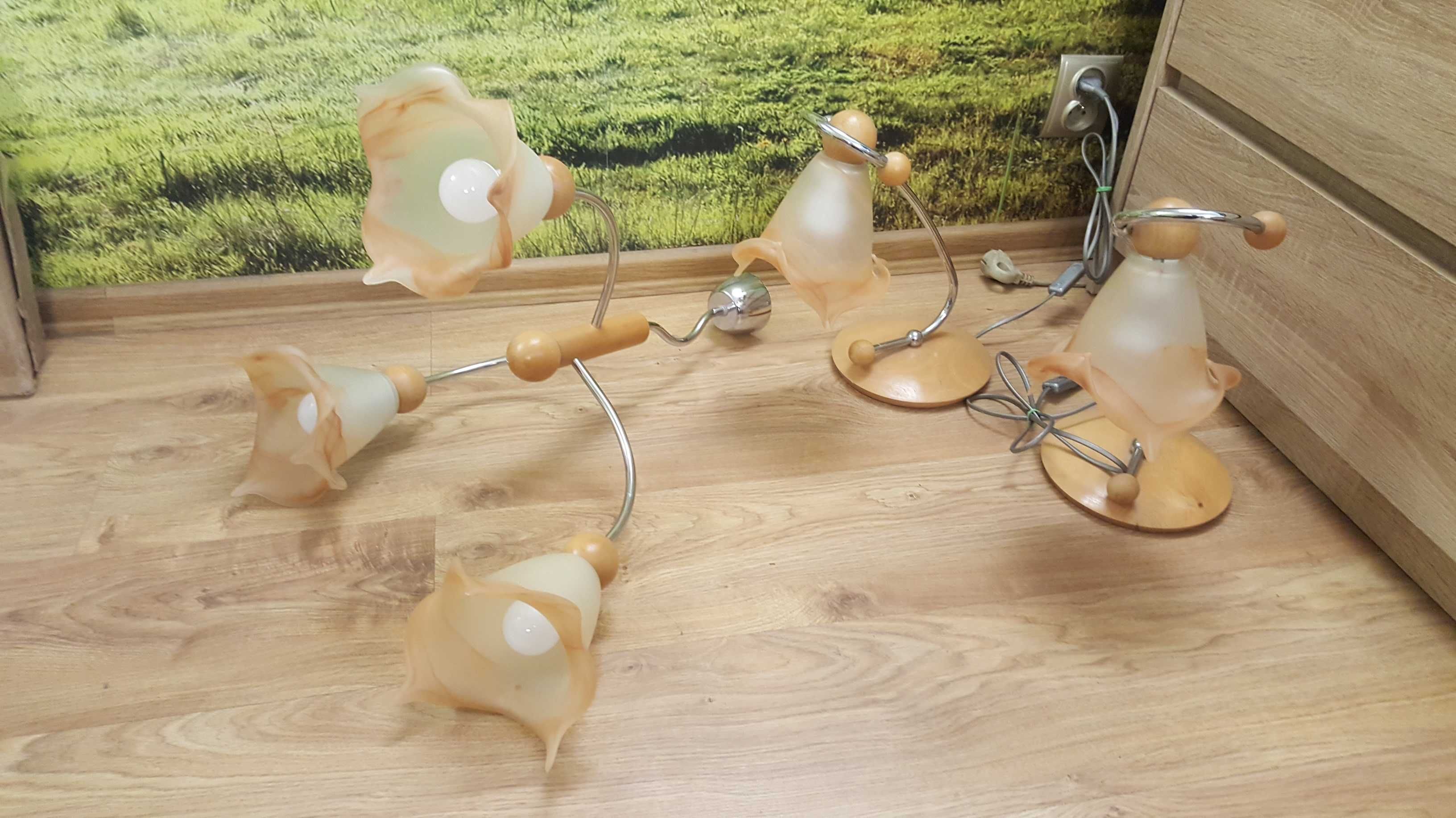 Żyrandol i 2 lampki stojące zestaw
