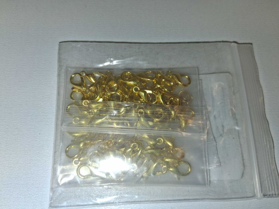 Y082 Karabińczyki Zapięcia Do Biżuterii Złote 50 Sztuk DIY