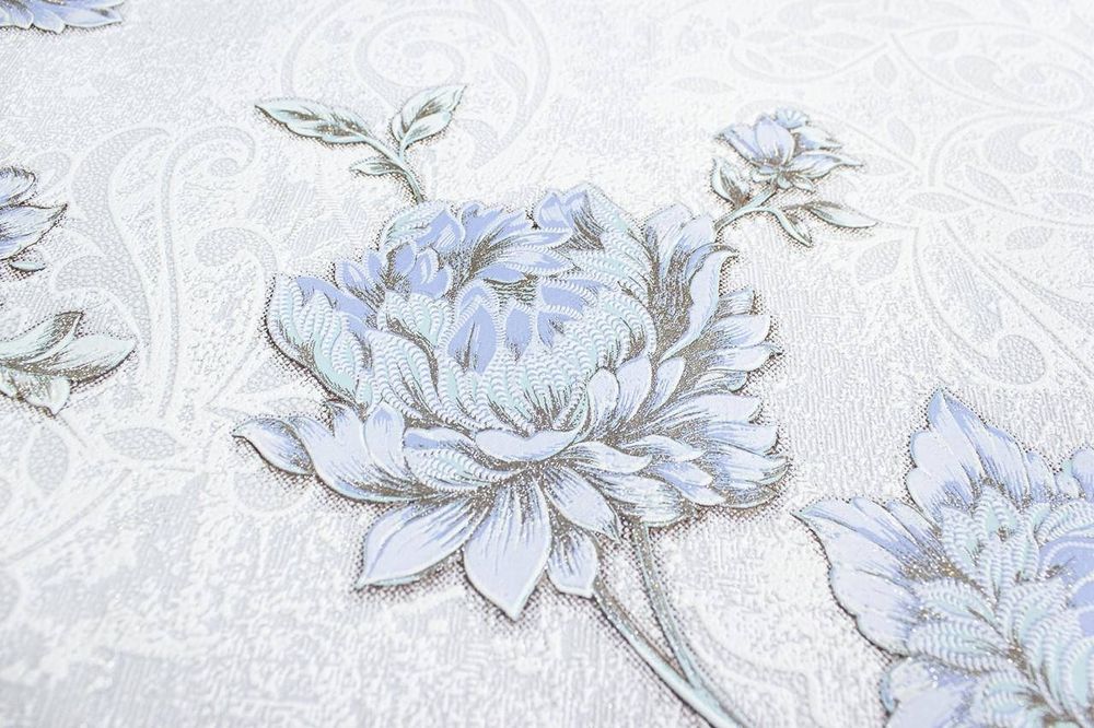 Вінілові сіро блакитні шпалери для залу і спальні LS Елегія