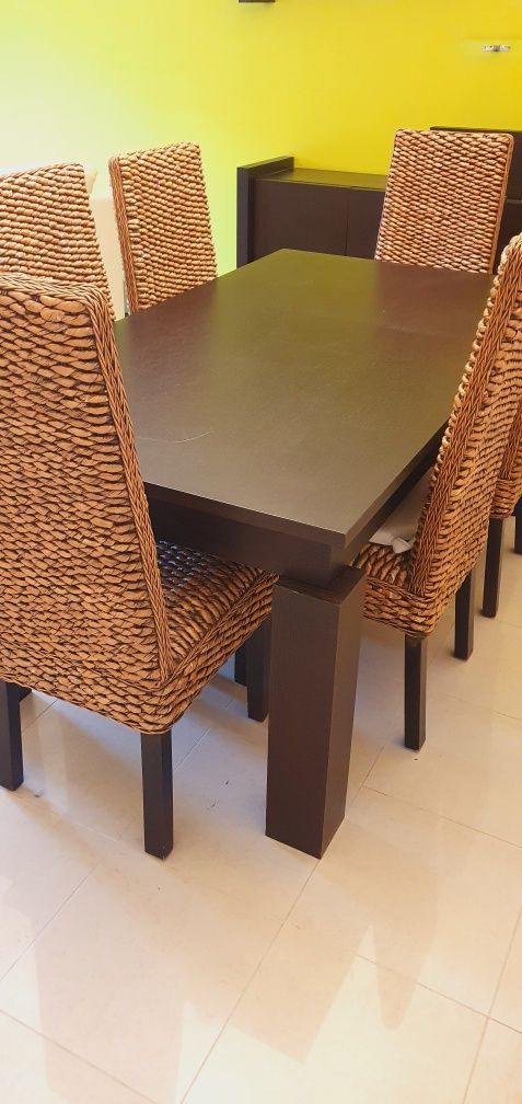 Mesa de Jantar extensível com abertura fácil - Carvalho escuro