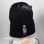 Шапка Polo Bear, polo шапка ведмедик, чорна зимова чоловіча жіноча