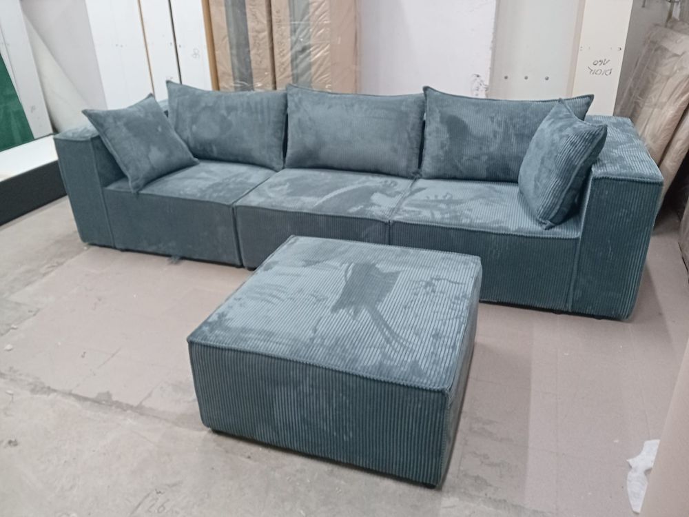 Narożnik kanapa sofa modułowa kolor jasny beż tkanina sztruks POSO