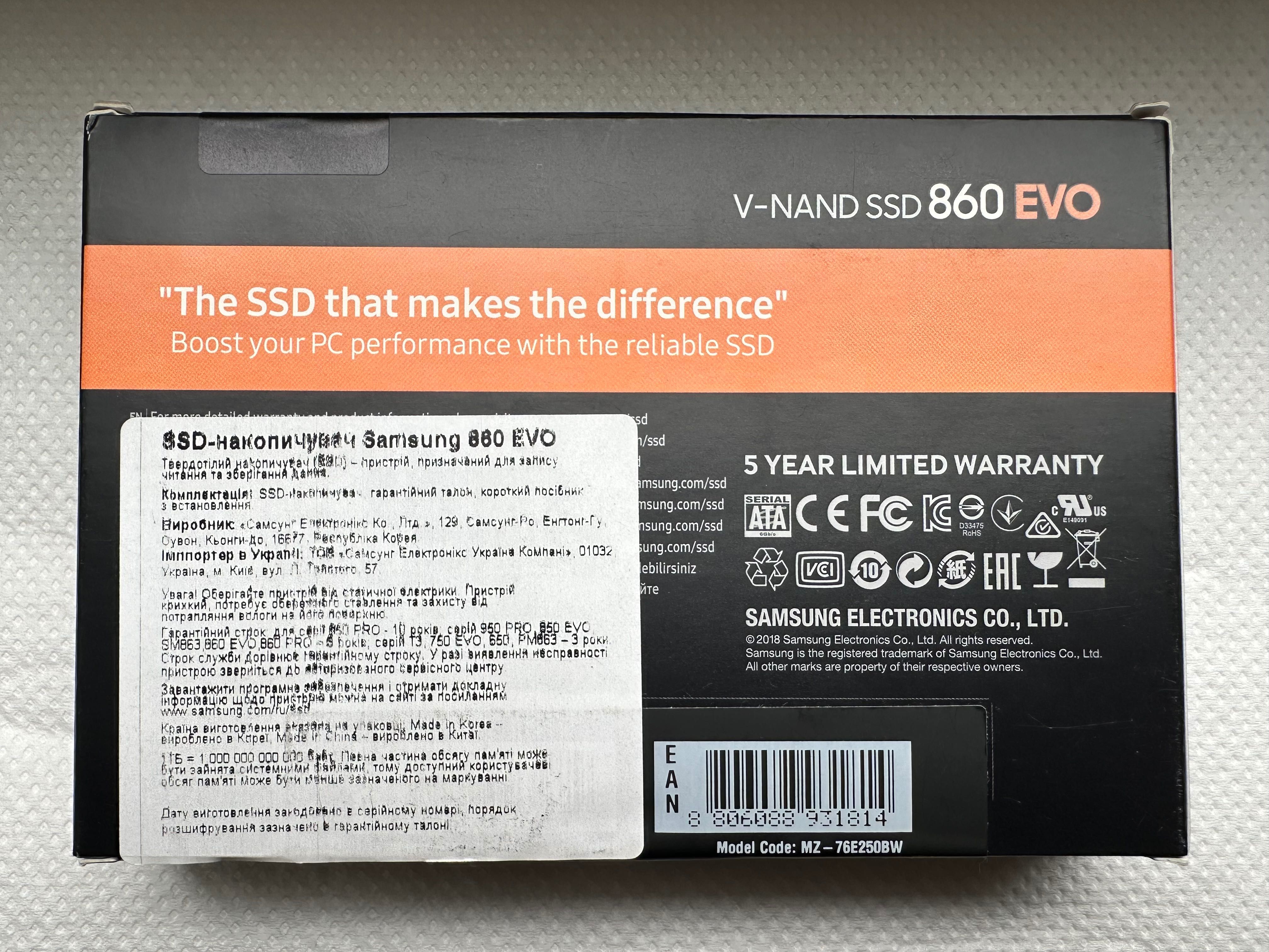 SSD Samsung 860 EVO 250GB