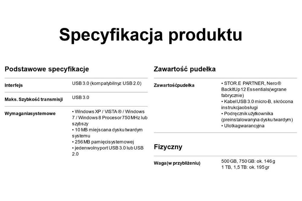 Dysk przenośny  | 1000 GB | Toshiba 1TB Store Partner 2,5'' USB 3.0
