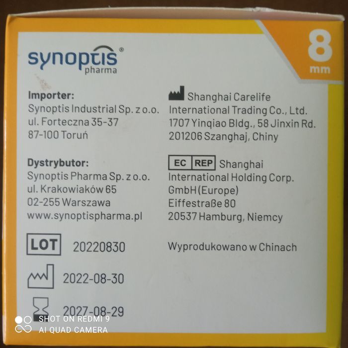 Sterylne, jednorazowe igły do penów insulinowych - 03 x 8 mm, 100 sztu