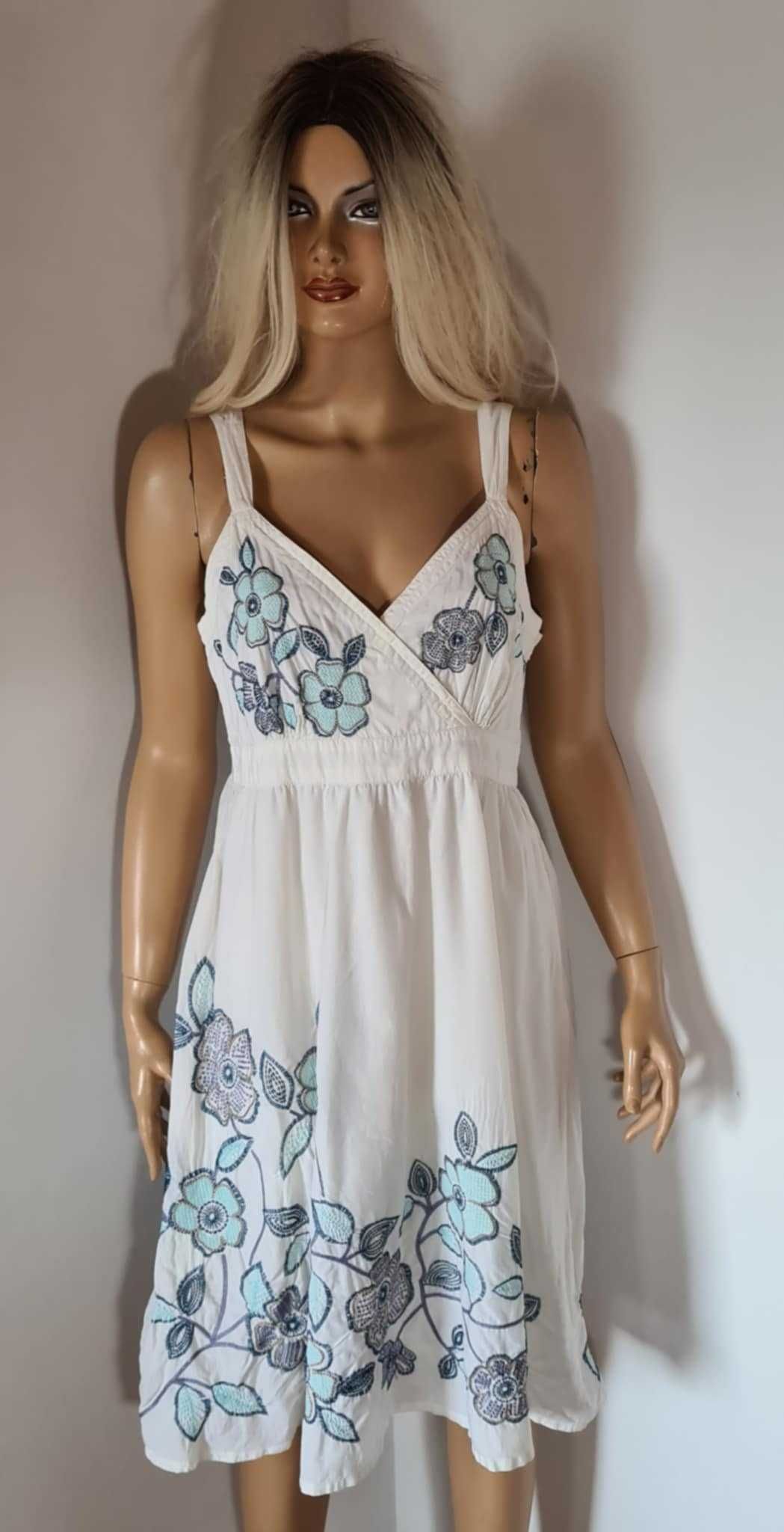 Monsoon sukienka hafty haftowane kwiaty na lato 100% bawełna 42 XL