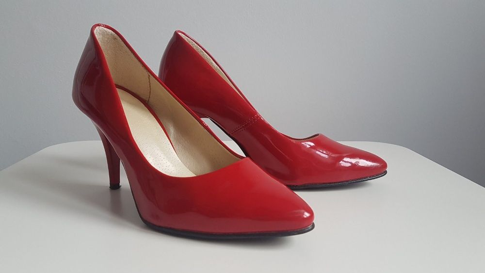 Buty szpilki czerwone klasyczne oryginalne 38