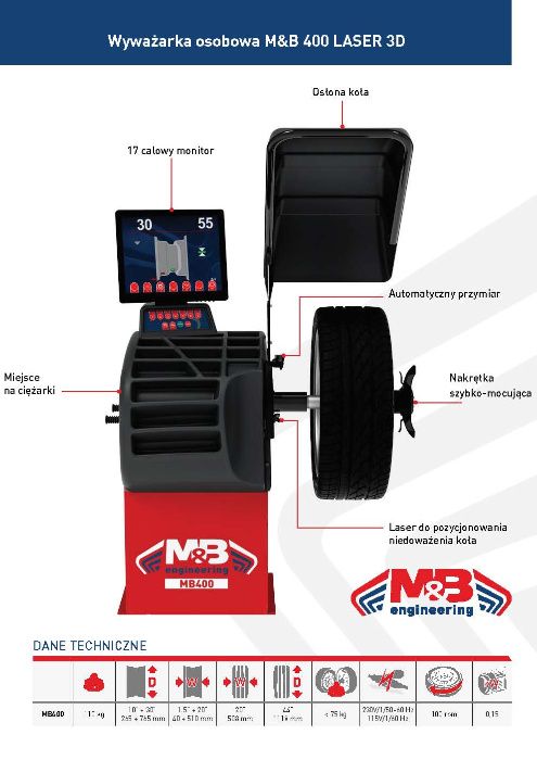 Wyważarka osobowa M&B 400 LASER (3D)