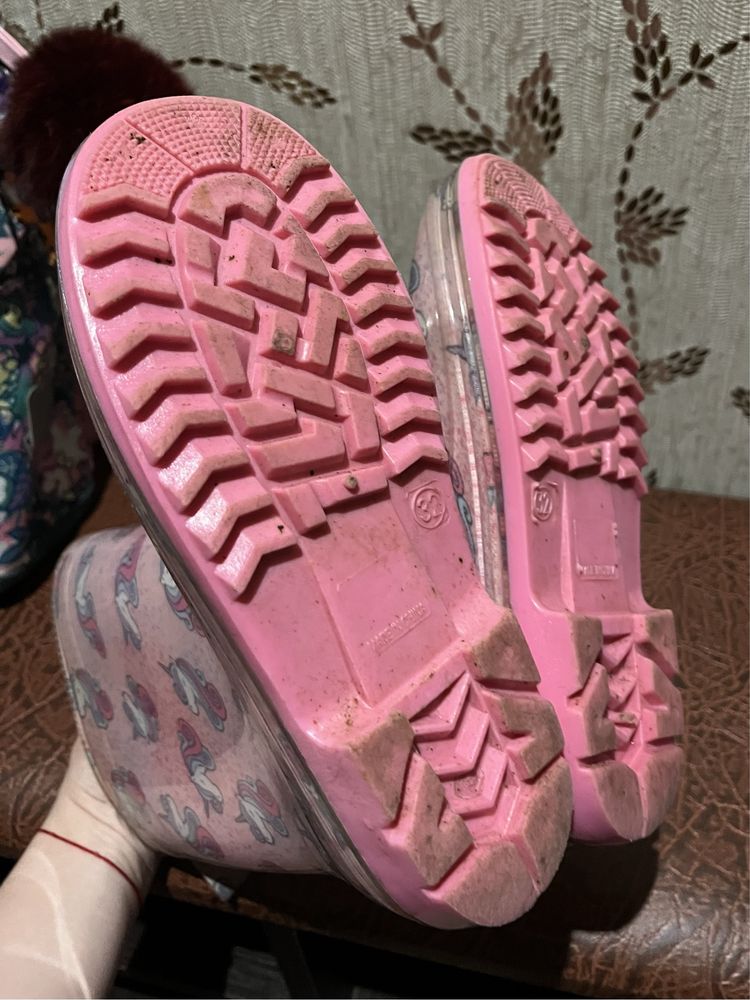 Резинові чобітки для дівчинки (32 розмір, 21см)