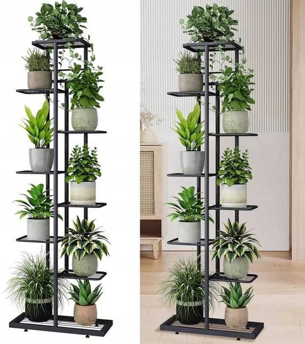 Metalowy kwietnik stojący – 141 cm, 7 półek