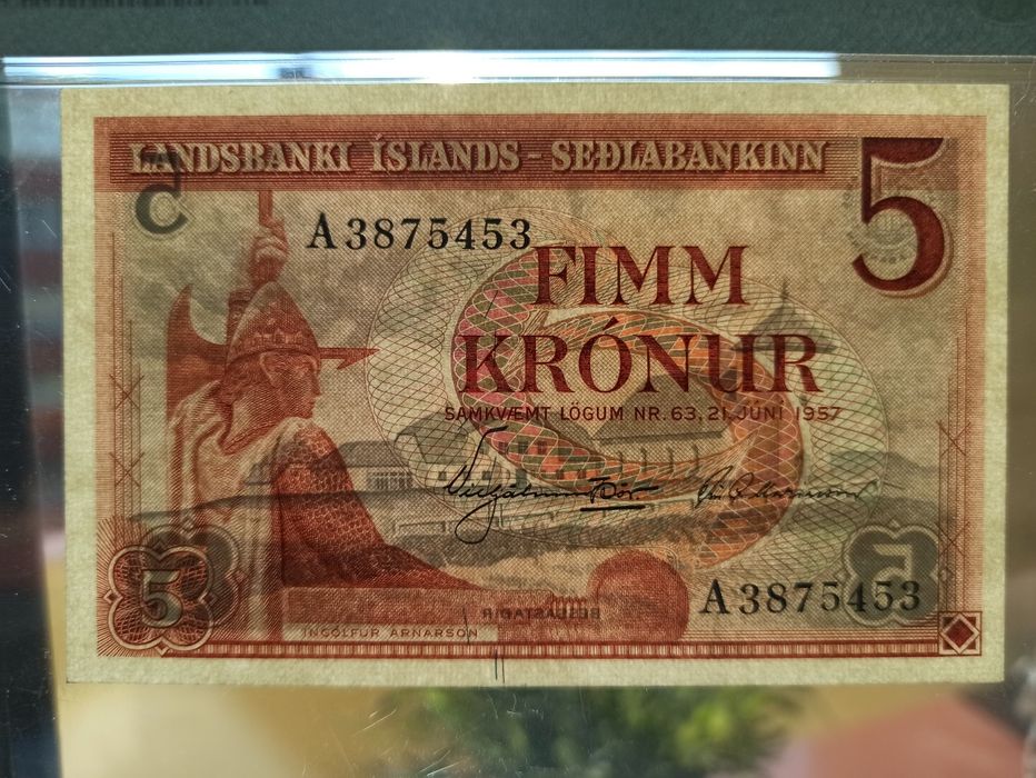 Banknot Islandia 5 Koron 1957 rok