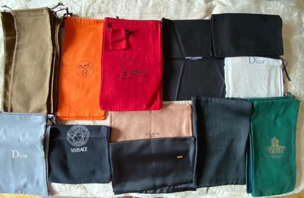 Оригинальные пыльники, пакеты от известных брендов.