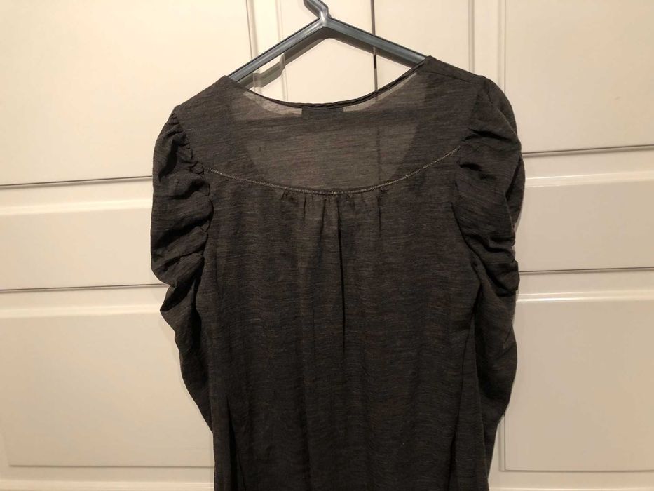 blusa castanha muito original marca IKKS em lã e seda  tamanho 42