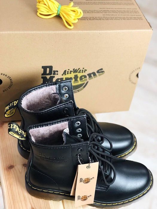 Ботинки женские Dr.Martens 1460 Black 11822006 Доктор Мартинс (ХУТРО)
