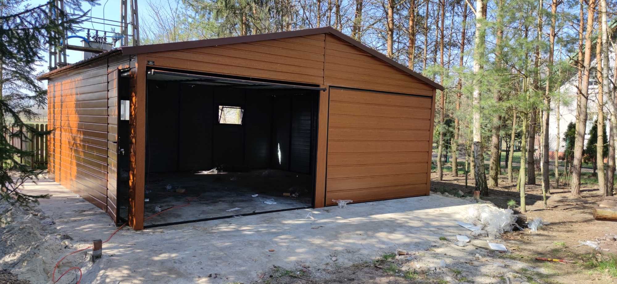 Nowoczesny Garaż  6x5.8 6x6 6x5 7x6 Złoty Dąb Orzech