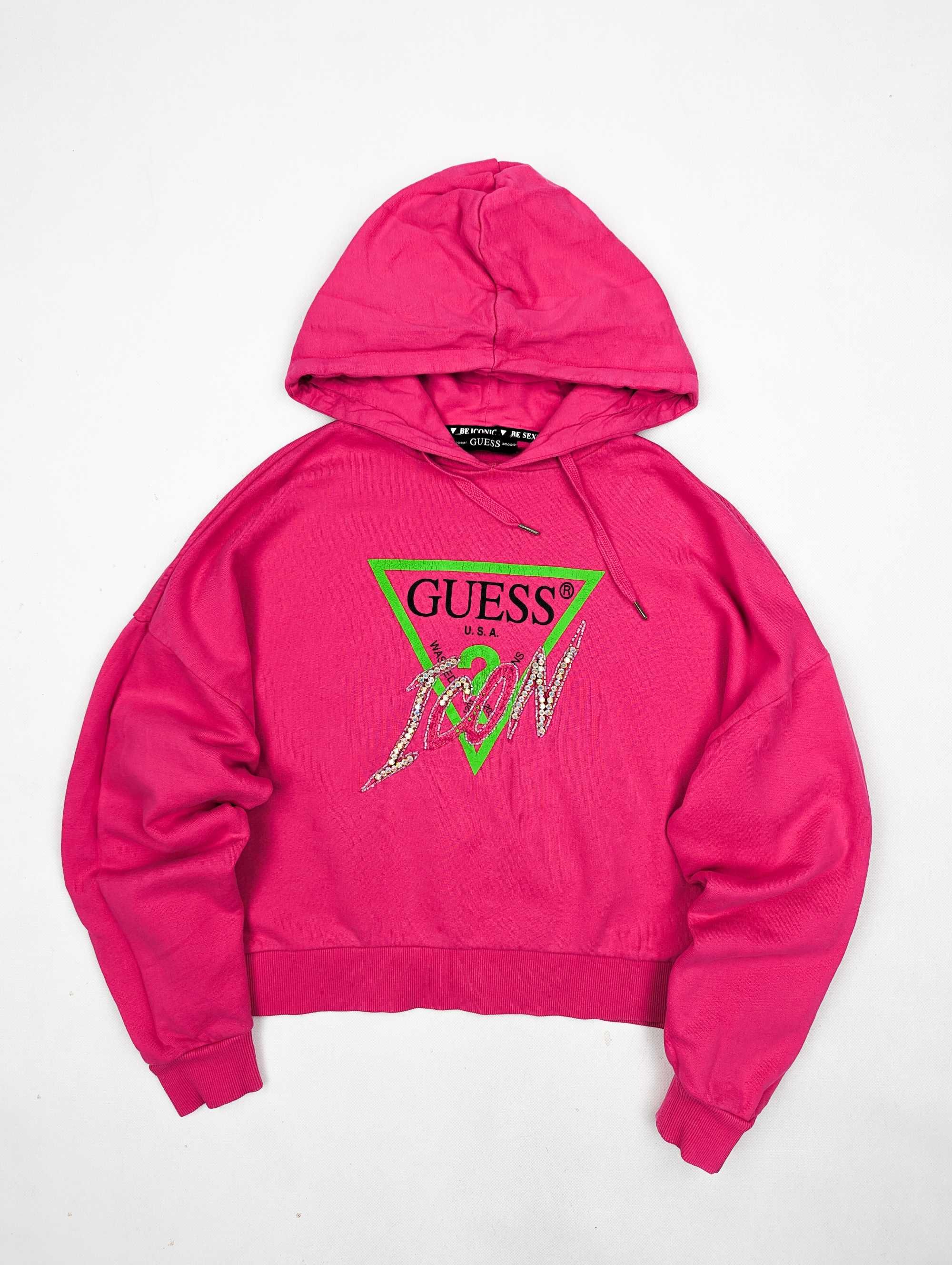 Guess icon różowa bluza z kapturem S logo