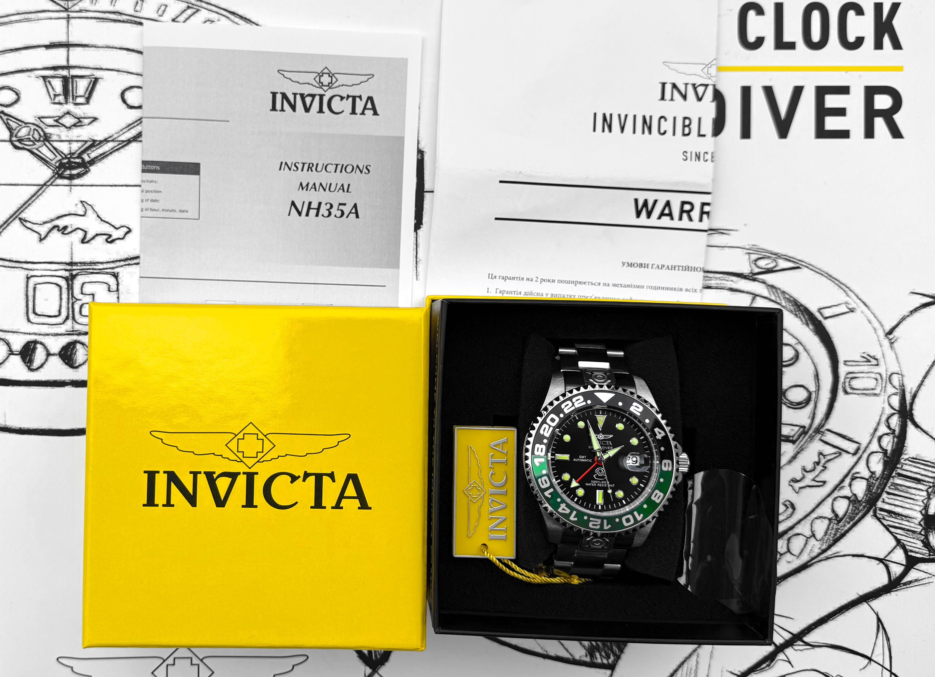 Годинник Invicta 45667 Grand Diver Automatic GMT Green 47 мм. 300 MT.