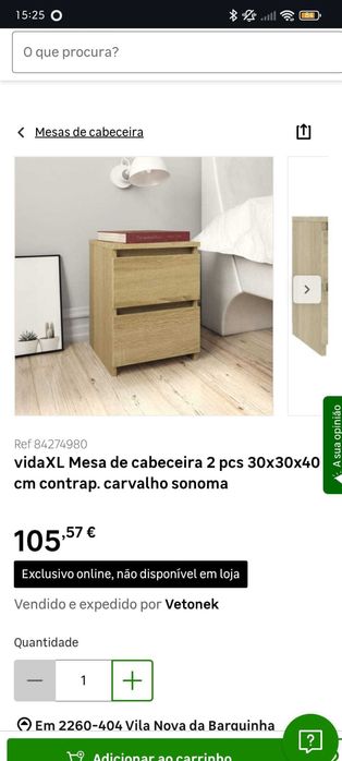 2 Mesas de Cabeceira em Carvalho – 30x30x40 cm