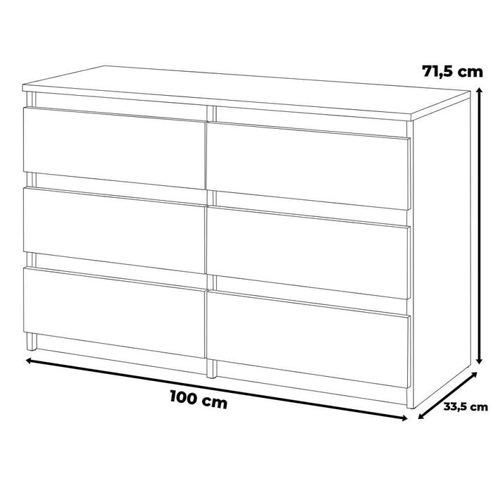 Komoda Nowoczesna Do Salonu Hugo 100cm Szafka 6 Szuflad Nowoczesna