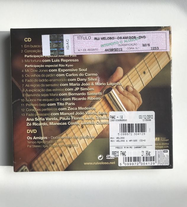Rui Veloso e Amigos (2012) CD + DVD - NOVO