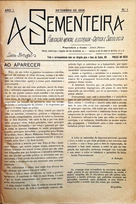 A Sementeira - 1908/1910 - Revista Critica e Sociologia
