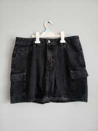 F&F. Czarna jeansowa spódniczka mini, rozmiar XL / 42